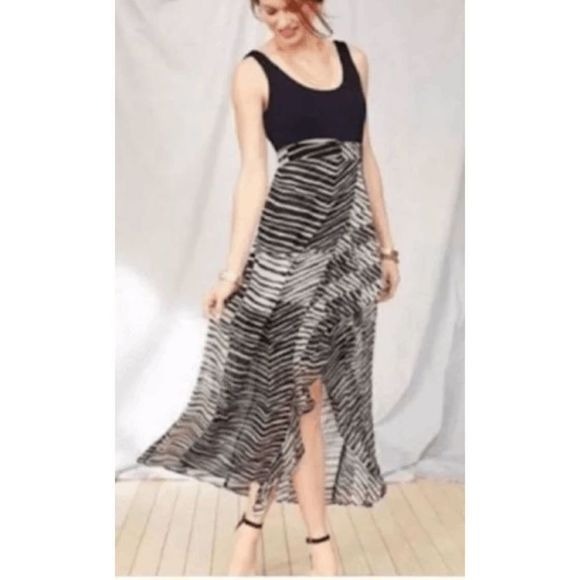 Anthropologie Cabi Cha Cha Maxi ruffle Geometric Maxi Dress Size Small - Picture 11 of 13